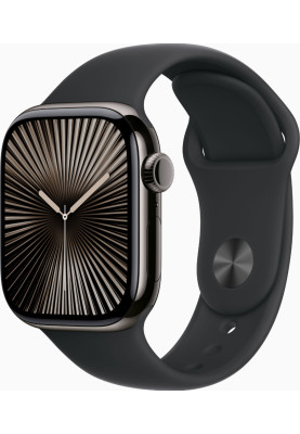 Смарт-годинник Apple Watch Series 10 GPS + Cellular 42mm Slate Titanium Case w. Black Sport Band - M/L (MWXH3)