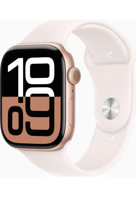 Смарт-годинник Apple Watch Series 10 GPS 46mm Rose Gold Alu. Case w. Light Blush Sport Band - M/L (MWWU3)