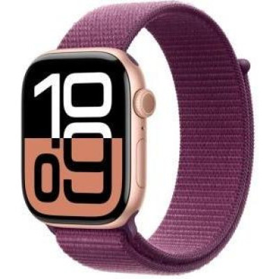 Смарт-годинник Apple Watch Series 10 GPS 46mm Rose Gold Aluminum Case w. Plum Sport Loop (MWWV3)