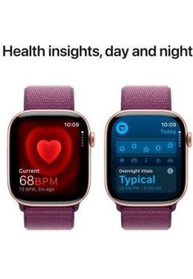 Смарт-годинник Apple Watch Series 10 GPS 46mm Rose Gold Aluminum Case w. Plum Sport Loop (MWWV3)