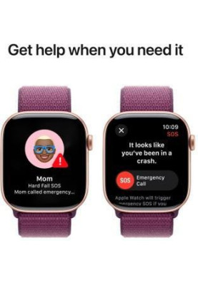 Смарт-годинник Apple Watch Series 10 GPS 46mm Rose Gold Aluminum Case w. Plum Sport Loop (MWWV3)