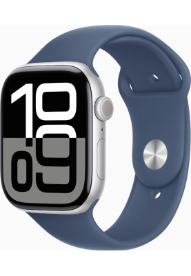 Смарт-годинник Apple Watch Series 10 GPS 46mm Silver Alu. Case w. Denim Sport Band - S/M (MWWL3)