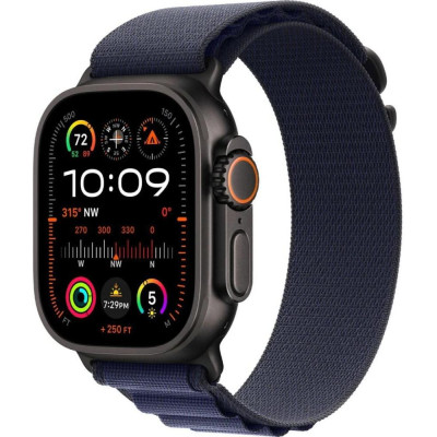 Смарт-годинник Apple Watch Ultra 2 GPS + Cellular 49mm Black Titan. Case w. Navy Alpine Loop - Medium (MYTF3+MYPX3)