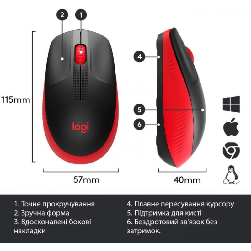 Миша Logitech M190 Wireless Red (910-005908)