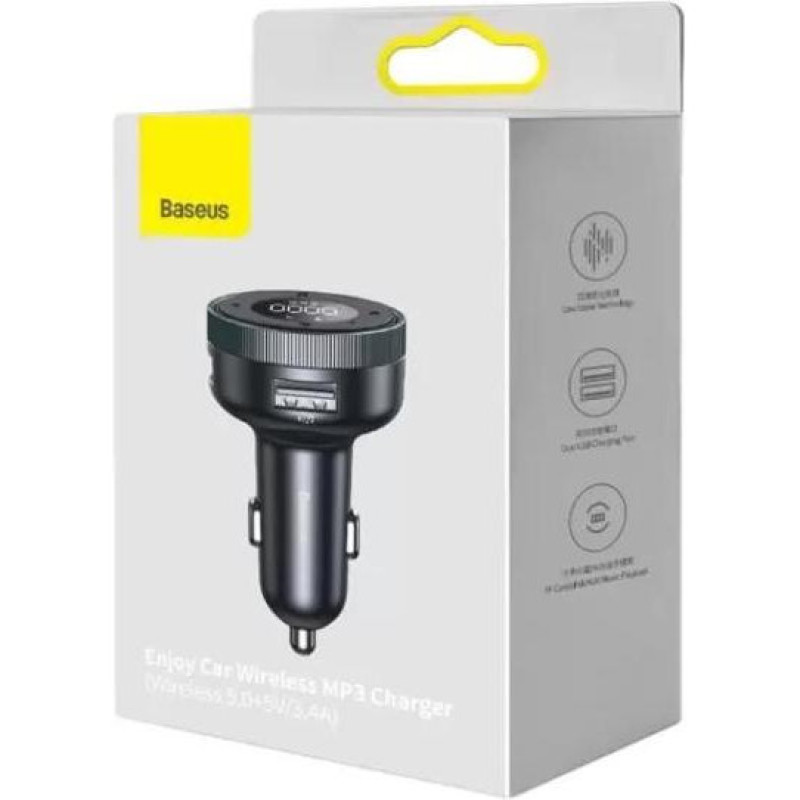 FM-трансмітер Baseus Car Wireless MP3 Charger (Wireless 5.0+5V/3.4A) Black (CCLH-01)