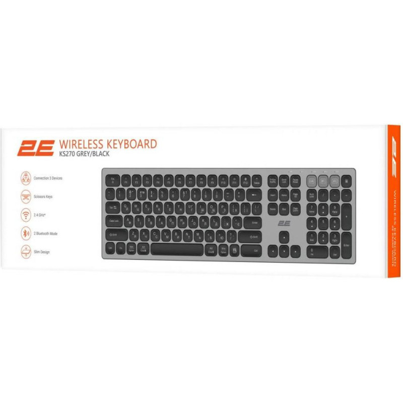 Клавіатура 2E KS270 Gray/Black (2E-KS270WBGR_UA)