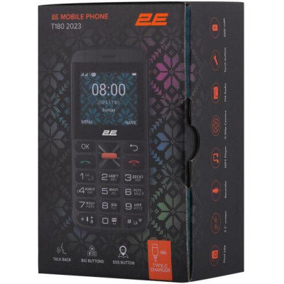 Мобільний телефон (бабушкофон) 2E T180 MAX Black (688130251051)