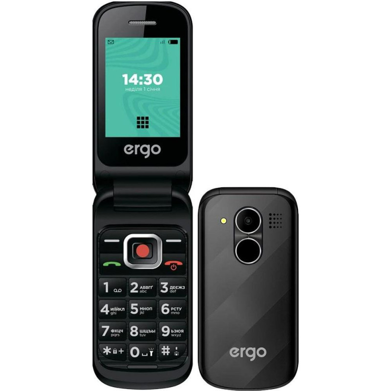 Мобільний телефон (бабушкофон) ERGO F241 Black