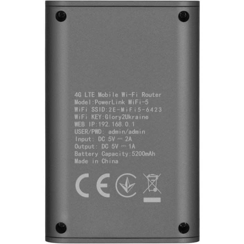 Модем 4G/3G + Wi-Fi роутер 2E PowerLink MiFi-5 (694743655339)