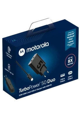 Мережевий зарядний пристрій Motorola TurboPower 50W Duo Black Type-C to Type-C cable (SJMC502)