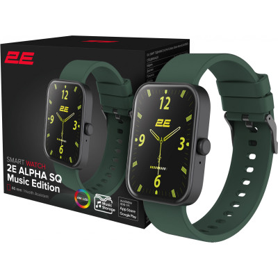 Смарт-годинник 2E Alpha SQ Music Edition 46mm Black-Green (2E-CWW40BKGN)