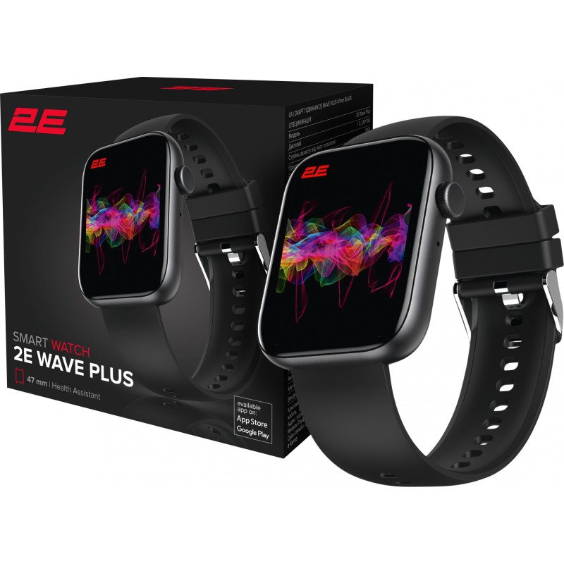 Смарт-годинник 2E Wave Plus 47 mm Black (2E-CWW12BK)