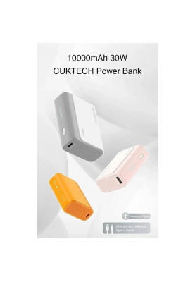 Зовнішній акумулятор (павербанк) CUKTECH PB100 10000mAh 30W Grey
