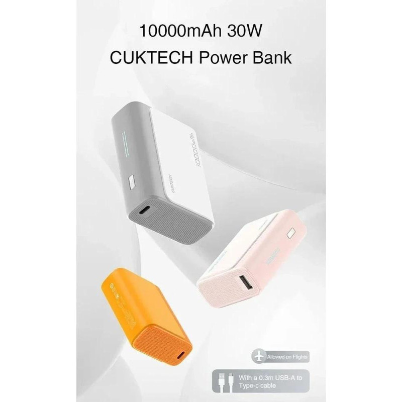 Зовнішній акумулятор (павербанк) CUKTECH PB100 10000mAh 30W Grey