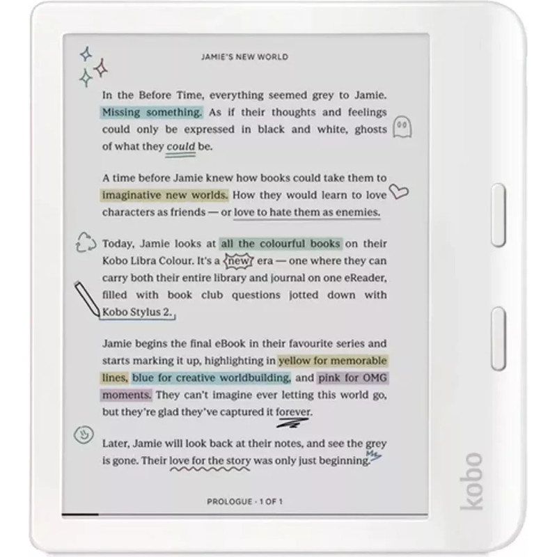 Електронна книга з підсвічуванням Kobo Libra Colour White (N428-KU-WH-K-CK)
