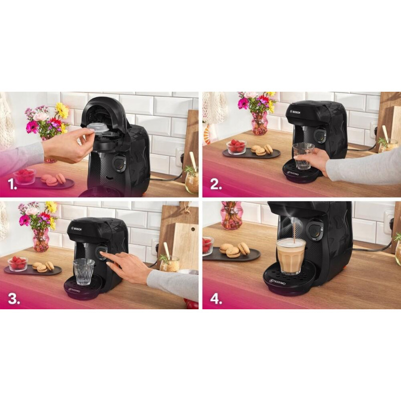 Капсульна кавоварка еспресо Bosch Tassimo Happy friendly black TAS102E