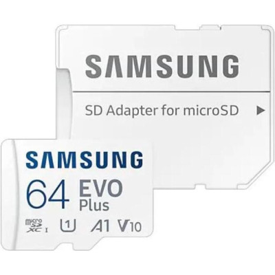 Карта пам'яті Samsung 64 GB microSDXC Class 10 UHS-I U1 V10 A1 EVO Plus + SD Adapter MB-MC64KA