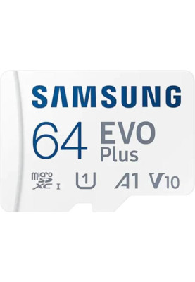 Карта пам'яті Samsung 64 GB microSDXC Class 10 UHS-I U1 V10 A1 EVO Plus + SD Adapter MB-MC64KA