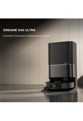Робот-пилосос з вологим прибиранням Dreame X40 Ultra Black