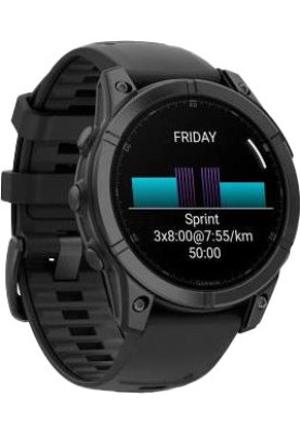 Смарт-годинник Garmin Fenix E 47mm AMOLED Slate Gray Steel with Black Silicone Band (010-03025-03/01/13)