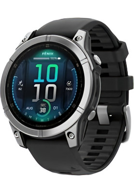 Смарт-годинник Garmin Fenix E 47mm AMOLED Stainless Steel with Black Silicone Band (010-03025-02/00)