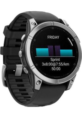 Смарт-годинник Garmin Fenix E 47mm AMOLED Stainless Steel with Black Silicone Band (010-03025-02/00)