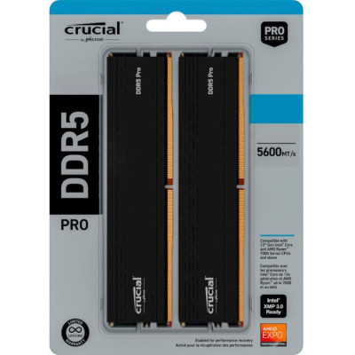 Пам'ять для настільних комп'ютерів Crucial 64 GB (2x32GB) DDR5 5600 MHz Pro (CP2K32G56C46U5)