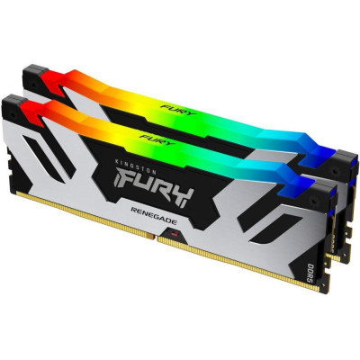 Пам'ять для настільних комп'ютерів Kingston FURY 32 GB (2x16GB) DDR5 8000 MHz Renegade Silver/Black RGB (KF580C38RSAK2-32)