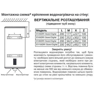 Водонагрівач (бойлер) електричний накопичувальний Willer EV80DRI Grand Digital (чорний)