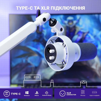 Мікрофон студійний/для ПК Fifine K688W