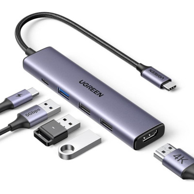 Мультипортовий адаптер UGREEN CM478 USB Type-C до HDMI Gray (15495)