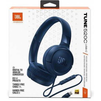 Навушники із мікрофоном JBL Tune 520C USB-C Blue (JBLT520CBLU)
