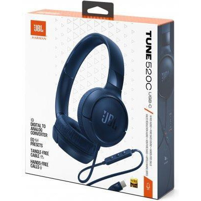 Навушники із мікрофоном JBL Tune 520C USB-C Blue (JBLT520CBLU)