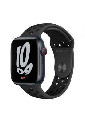 Смарт-годинник Apple Watch Nike Series 7 LTE 45mm Midnight Aluminum Case w. Anthracite/Black Nike S. Band (MKJL3+MKL53)