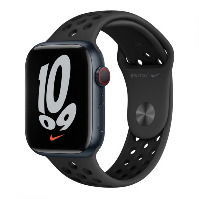 Смарт-годинник Apple Watch Nike Series 7 LTE 45mm Midnight Aluminum Case w. Anthracite/Black Nike S. Band (MKJL3+MKL53)