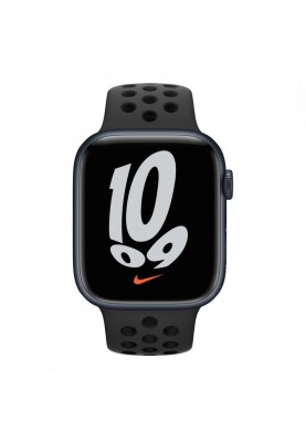 Смарт-годинник Apple Watch Nike Series 7 LTE 45mm Midnight Aluminum Case w. Anthracite/Black Nike S. Band (MKJL3+MKL53)