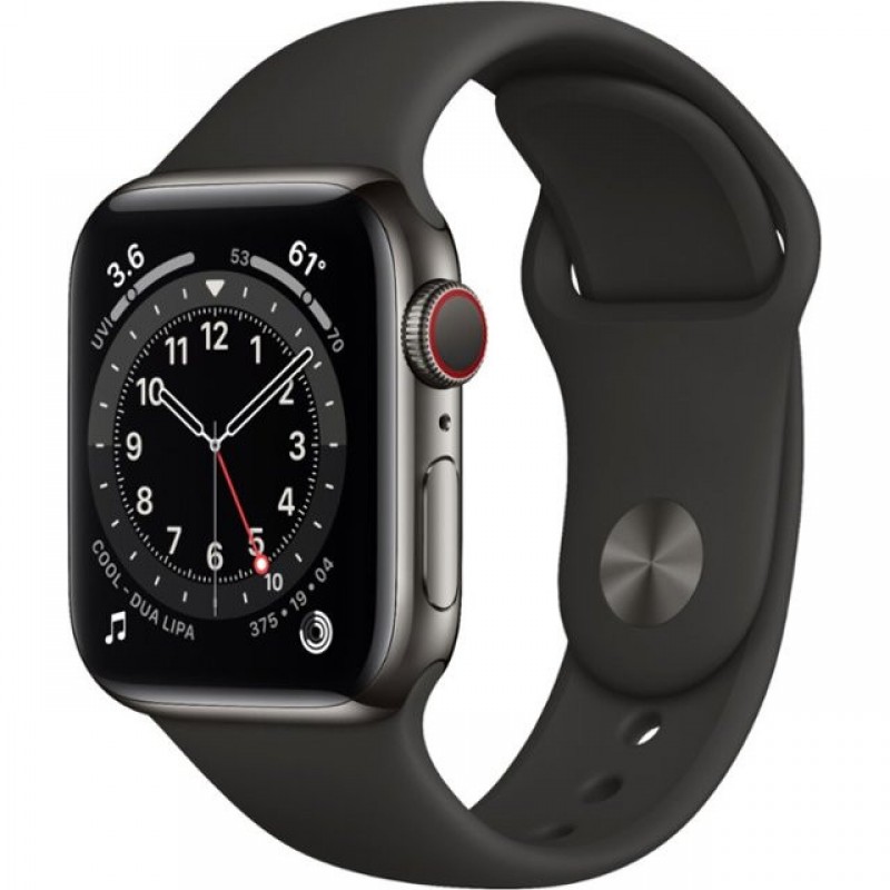 Смарт-годинник Apple Watch Series 6 GPS + Cellular 40mm Graphite Stainless Steel Case w. Black Sport B. (M02Y3)