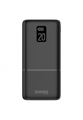 Зовнішній акумулятор (Power Bank) Sigma mobile X-power SI20A2QL 20000mAh Type-C PD20W QC22,5W Black (4827798423813)
