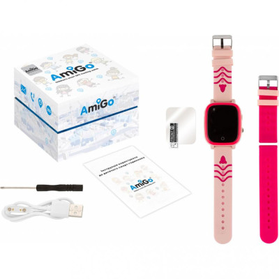 Дитячий розумний годинник AmiGo GO005 4G WIFI Thermometer Pink