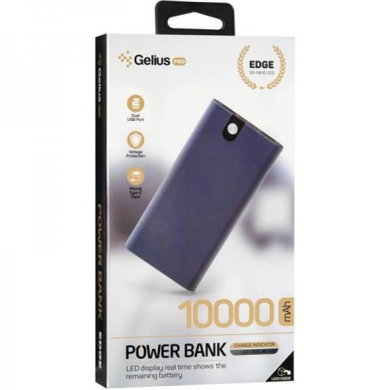 Зовнішній акумулятор (Power Bank) Gelius Pro Edge GP-PB10-013 10000mAh Black (00000078417)