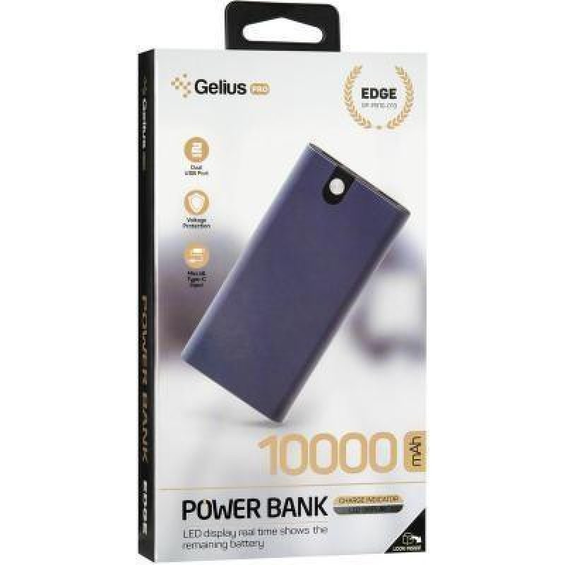 Зовнішній акумулятор (Power Bank) Gelius Pro Edge GP-PB10-013 10000mAh Blue (00000078419)