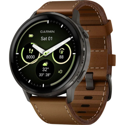 Смарт-годинник Garmin Venu 4 45 mm Розміри: Brown Leather Band (010-03014-03)