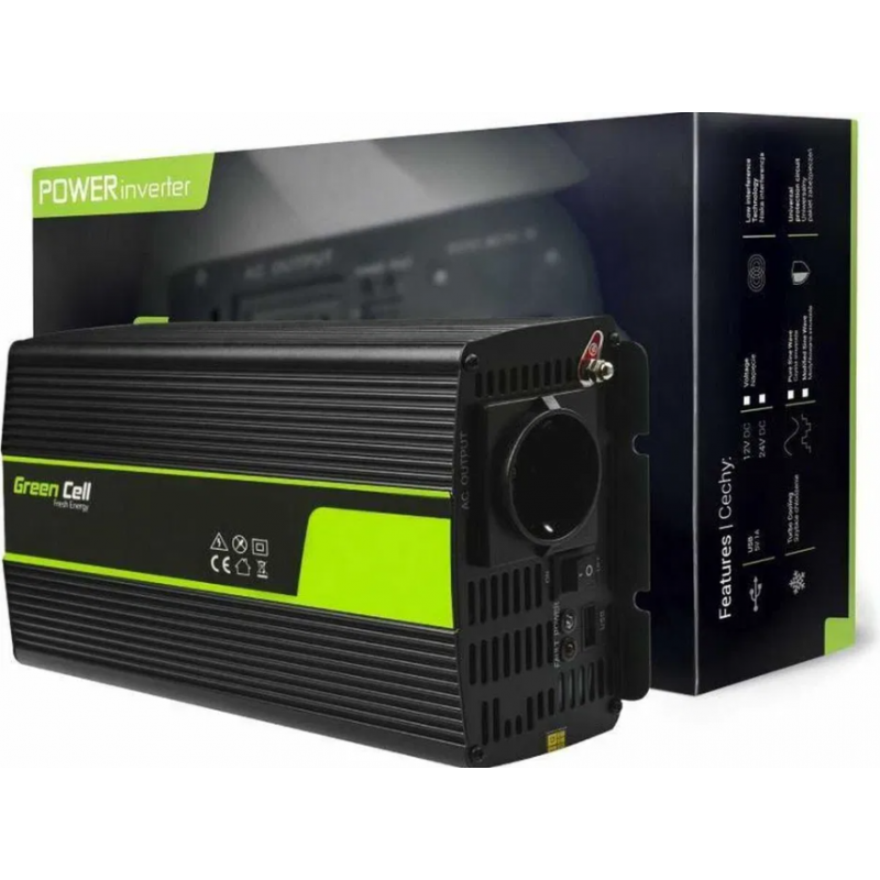 Перетворювач напруги Inverter Green Cell 24V to 230V 1000W/2000W Модифікована синусоїда