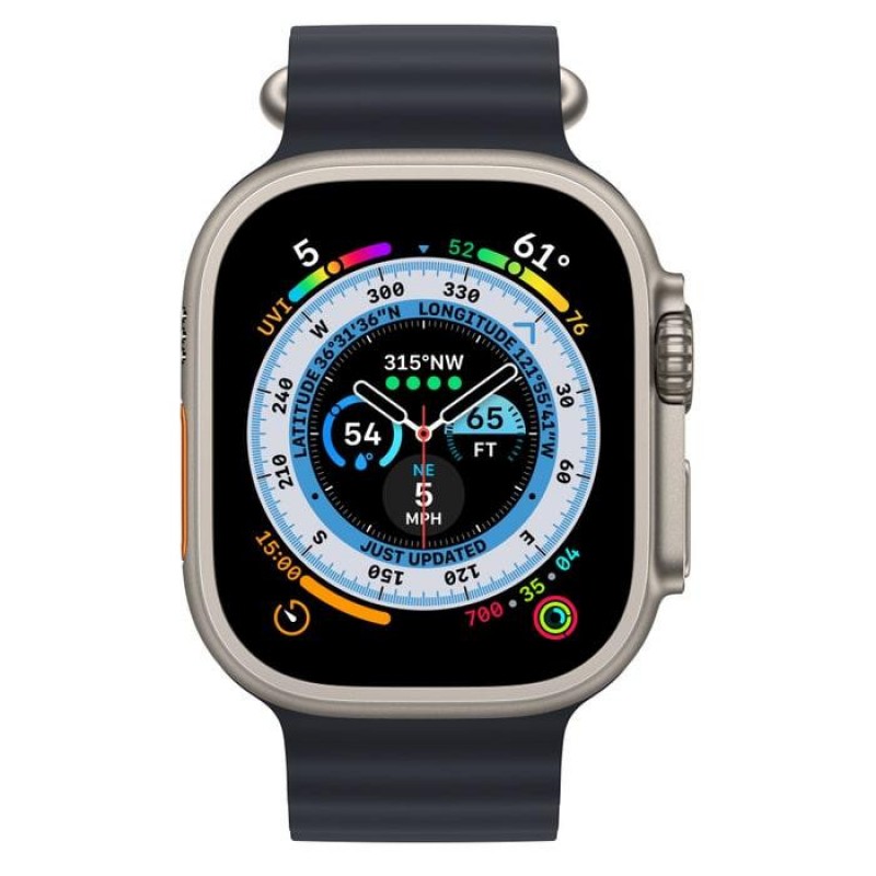 Смарт-годинник Apple Watch Ultra GPS + Cellular 49mm Titanium Case with Midnight Ocean Band (MQET3/MQFK3)