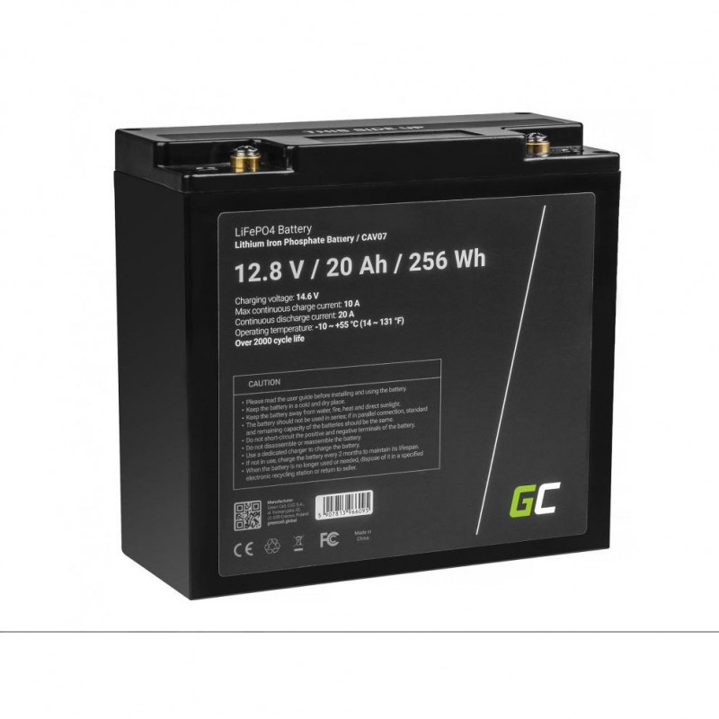 Акумулятор для ДБЖ Green Cell CAV07 LiFePO4 12.8V 20Ah 256Wh