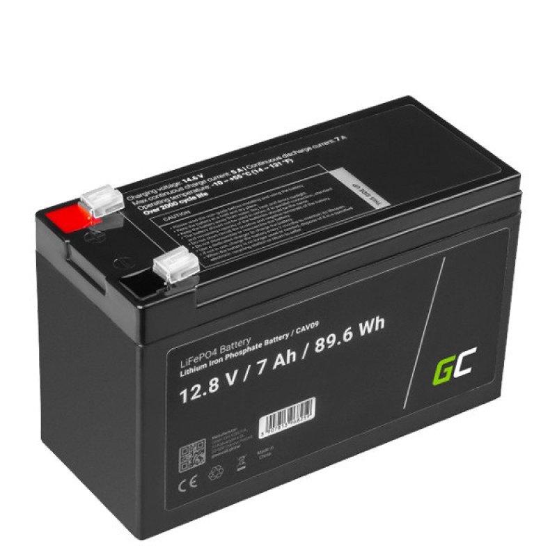 Акумулятор для ДБЖ Green Cell CAV09 LiFePO4 12.8V 7Ah 89.6Wh