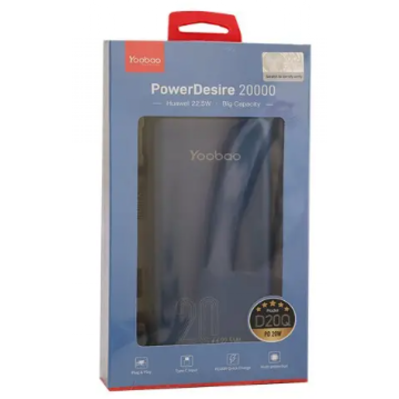 Зовнішній акумулятор (павербанк) Yoobao 2D Power Bank 20000 mah 22.5W Blue