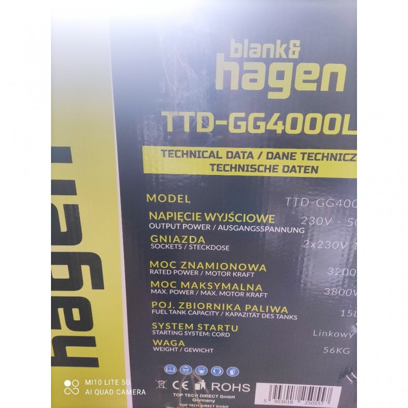 Бензиновий генератор Hagen TTD-GG4000LV