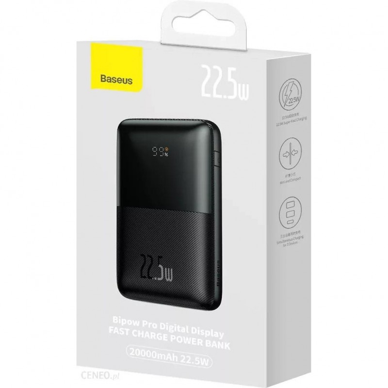 Зовнішній акумулятор (павербанк) Baseus Power Bank 20000mAh Bipow Pro Digital Display PD 22.5W Black (PPBD030001)