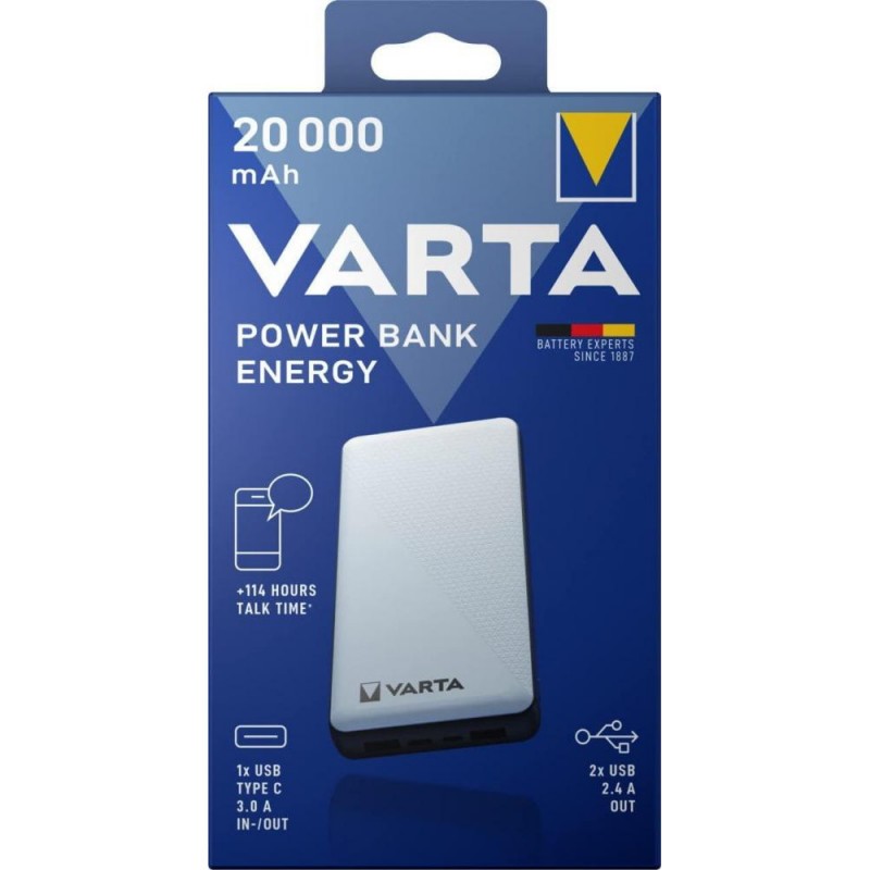 Зовнішній акумулятор (павербанк) Varta Power Bank 20000 мАг (57978)